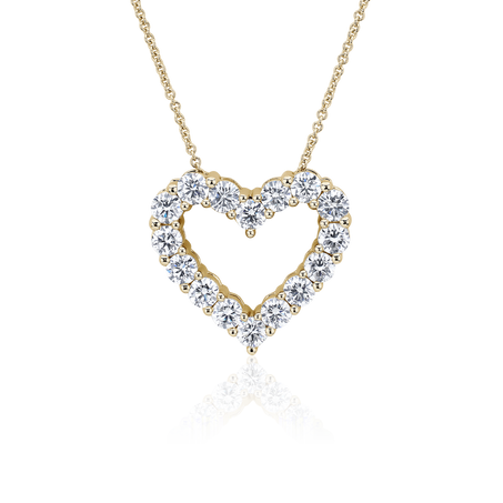 lab grown diamond heart necklace in 14k yellow gold